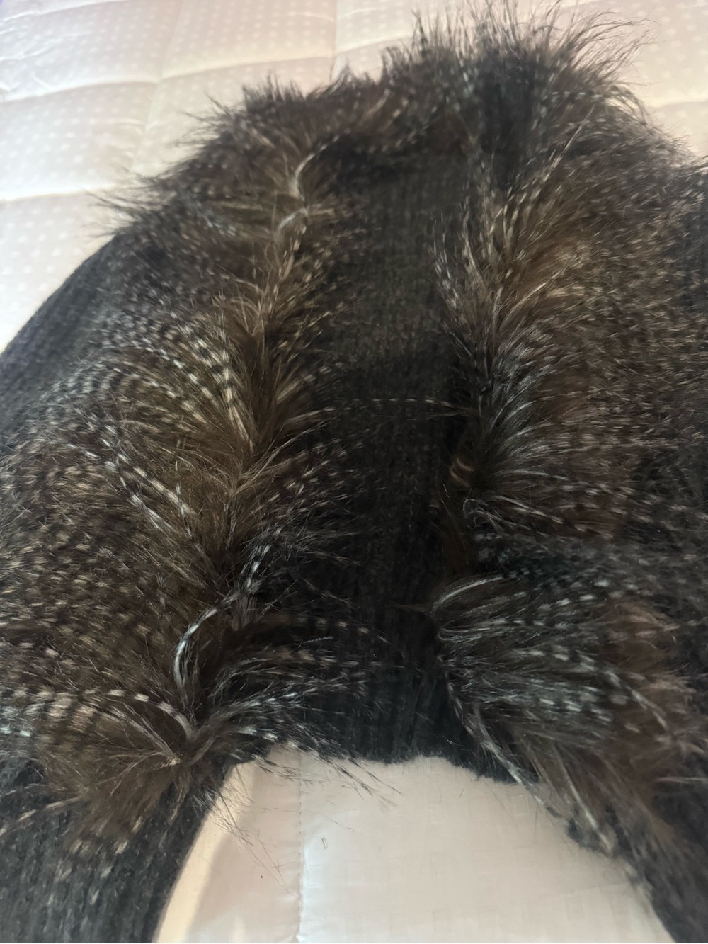 Women’s Brown Faux-Fur Trim Knit Sweater